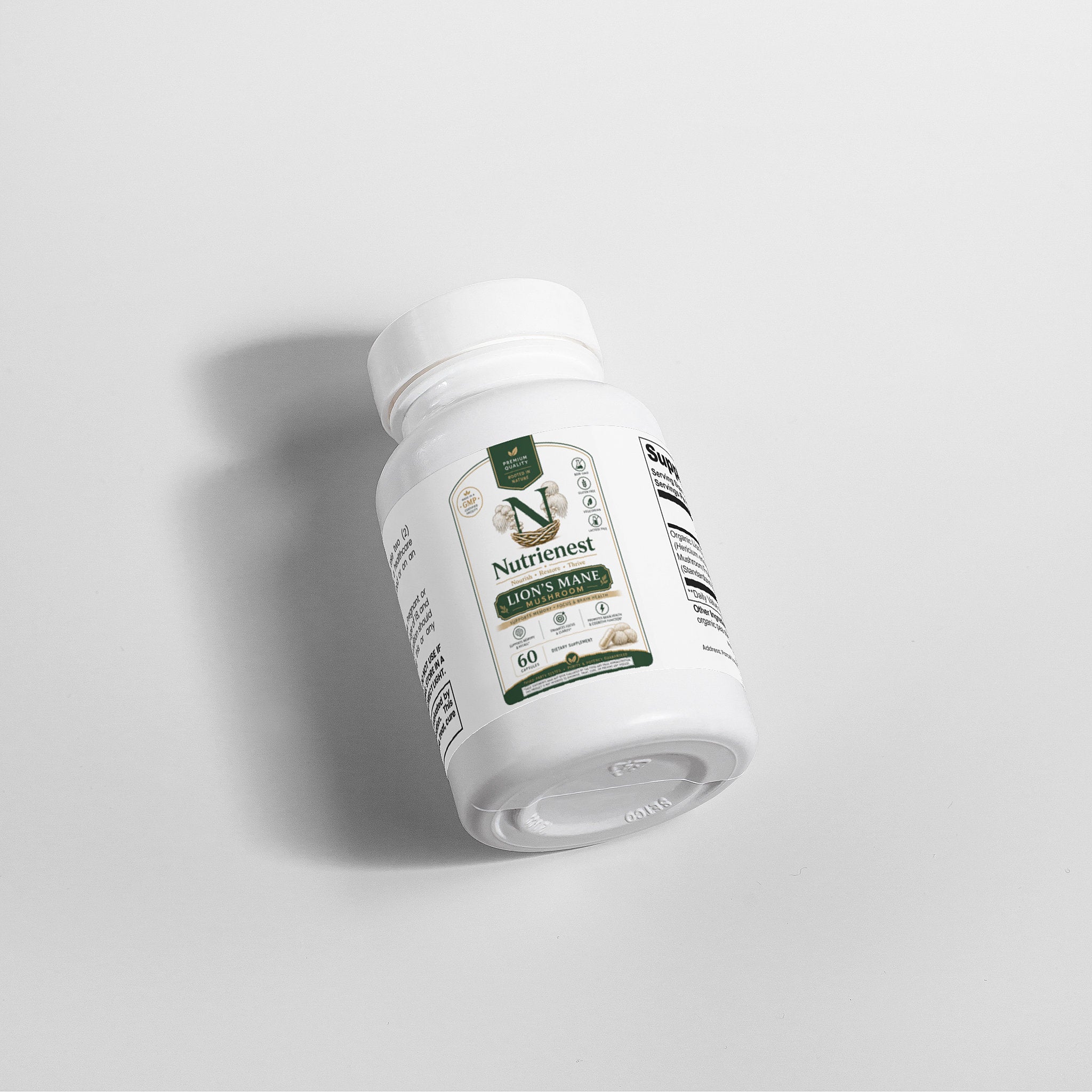 Nutrienest Lion's Mane Mushroom Capsules | Memory, Focus & Brain Health Support Nutrienest