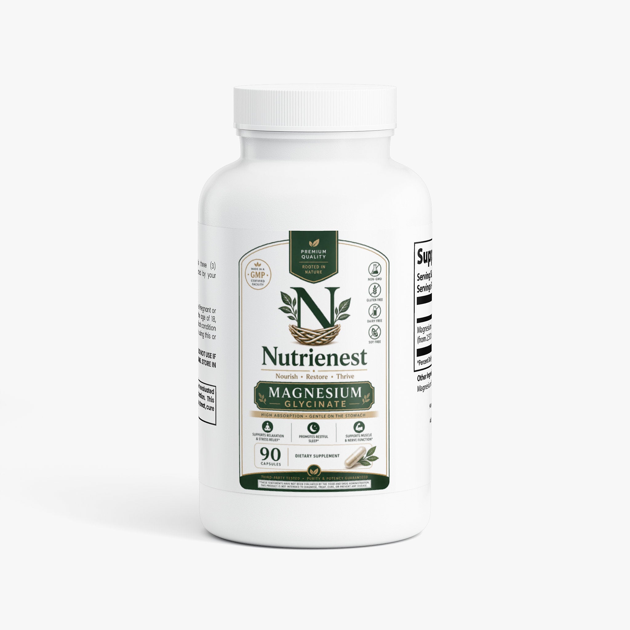 Nutrienest Magnesium Glycinate Complex | Restful Sleep & Nervous System Support Nutrienest