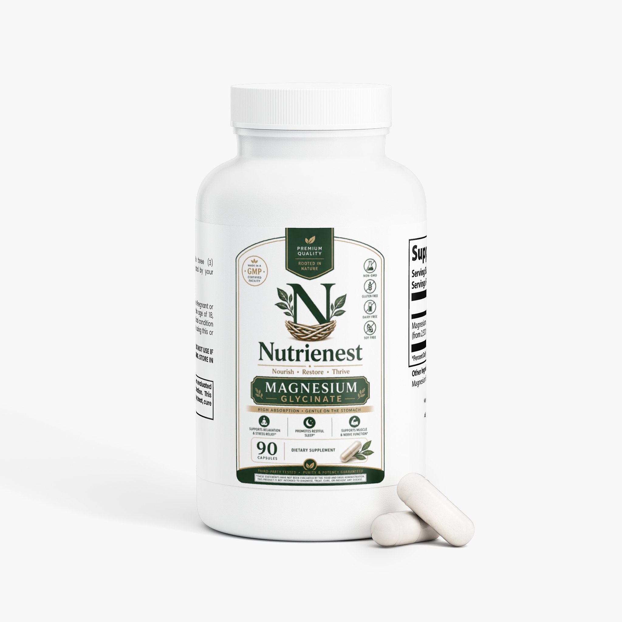 Nutrienest Magnesium Glycinate Complex | Restful Sleep & Nervous System Support Nutrienest